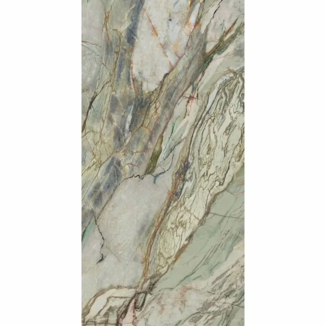 Abstract Rectified Polished Porcelain Green Floor Tiles