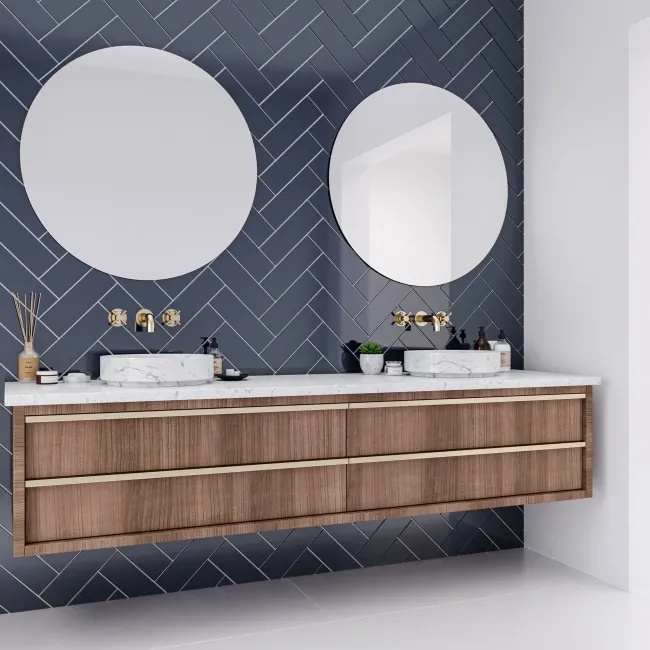 Bricks Navy Gloss Ceramic Metro Wall Tiles 300x100x8mm