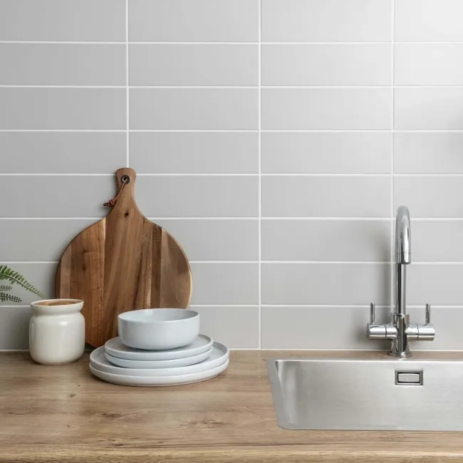 Bricks Light Grey Matt Ceramic Metro Wall Tiles 300x100x7mm