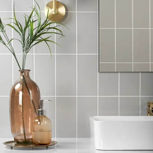 Liso Light Grey Gloss Metro Tiles 100x200
