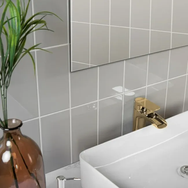 Liso Light Grey Gloss Metro Tiles 100x200