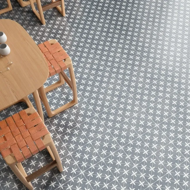Poole Azul Matt Patterned Floor Tiles 450x450