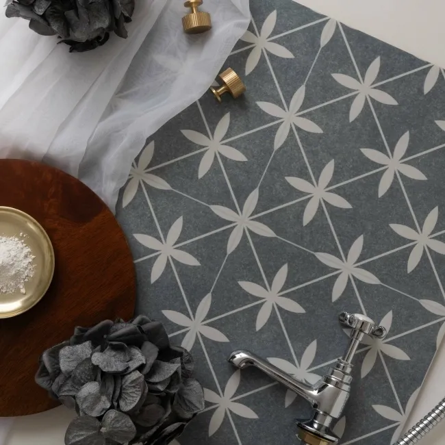 Poole Azul Matt Patterned Floor Tiles 450x450