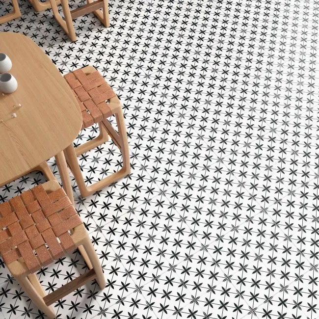 Poole White Matt Patterned Floor Tiles 450x450