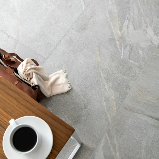 Granby Light Grey Matt Stone Effect Wall And Floor Tiles 597x597