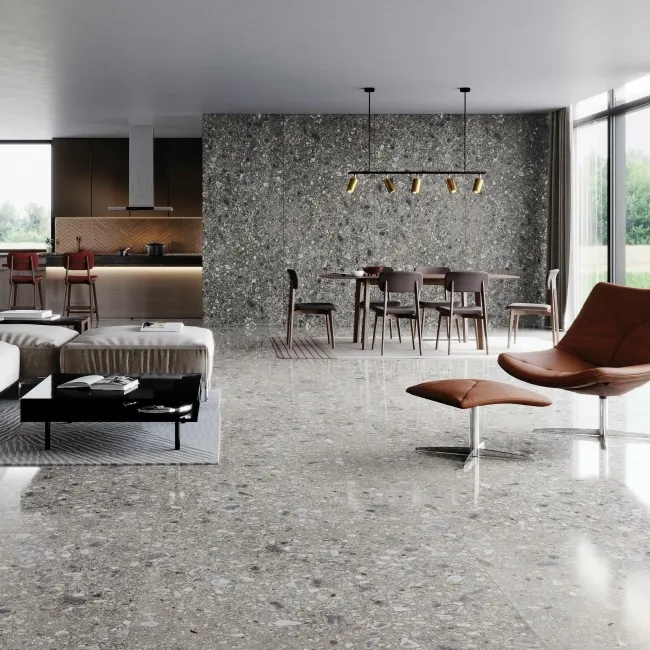 Ceppo Nuovo Grey Terrazzo Effect Wall and Floor Tiles 1197x597