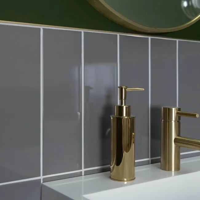 Bricks Dark Grey Gloss Ceramic Metro Wall Tiles 300x100x7mm