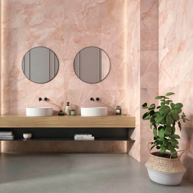 Lux Noor peach Marble Effect Tile