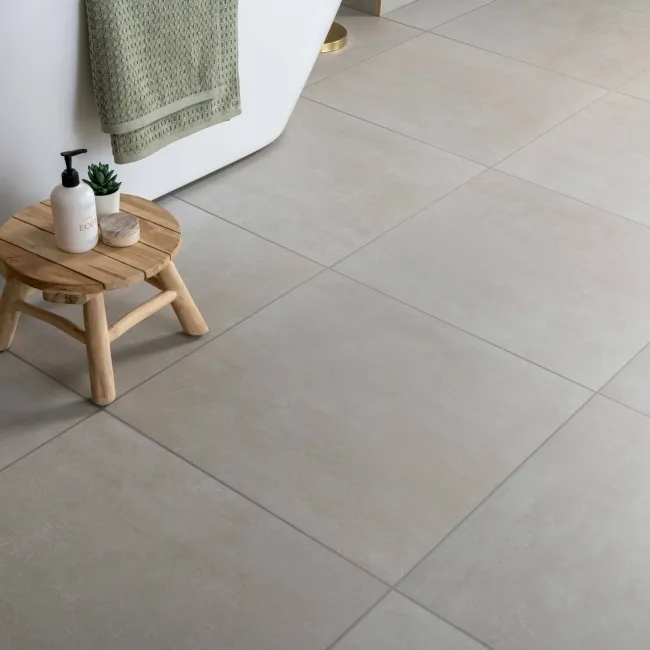 Porto White Matt Concrete Effect Wall and Floor Tiles 585x585