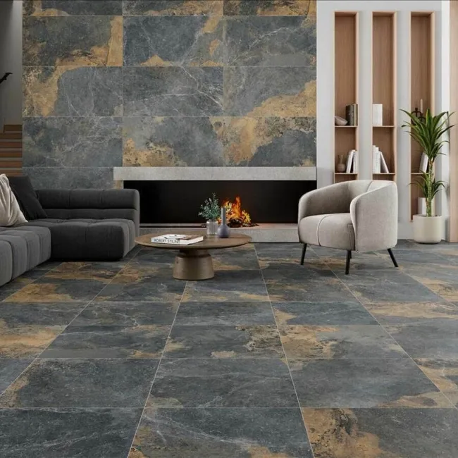 Strato Natural Rustic Black Slate Effect Matt Sparkle 600X600