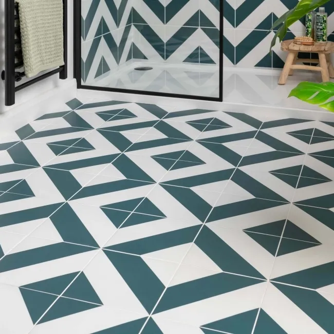 Zebra Green and White Matt Striped Wall and Floor Tiles