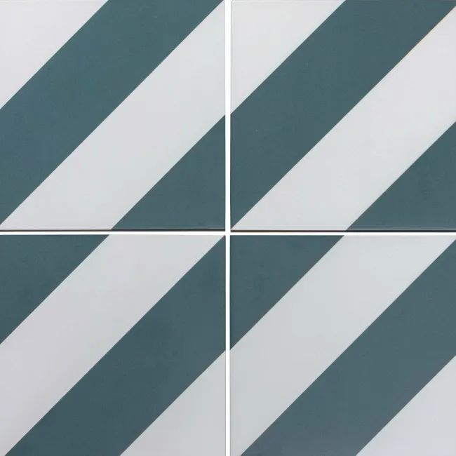 Zebra Green and White Matt Striped Wall and Floor Tiles
