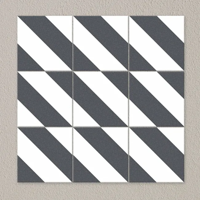 Zebra Black and White Patterned Matt Striped 223x223 Tiles