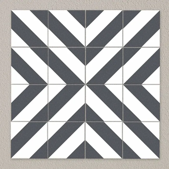 Zebra Black and White Patterned Matt Striped 223x223 Tiles
