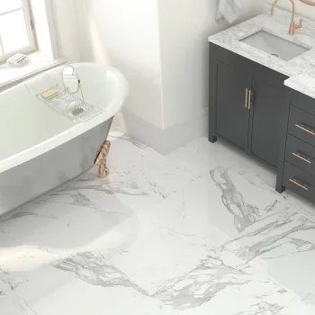 Eternal White Marble Effect Polished Rectified Tile 60x60