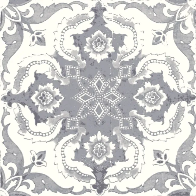 Nikea Grey Patterned  Matt Porcelain Wall and Floor Tile