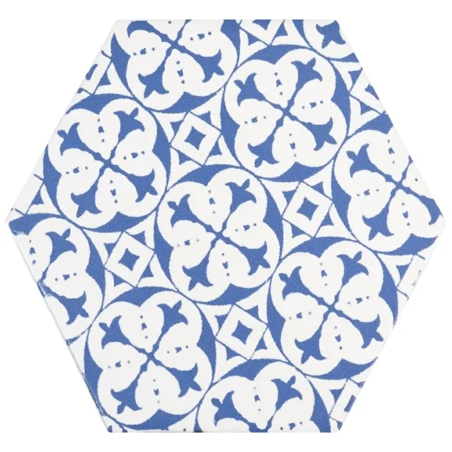 Souk Blue Patchwork Hexagon Tiles 15x15cm