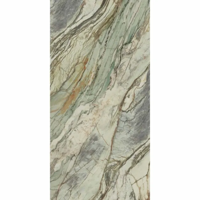 Abstract Rectified Polished Porcelain Green Floor Tiles