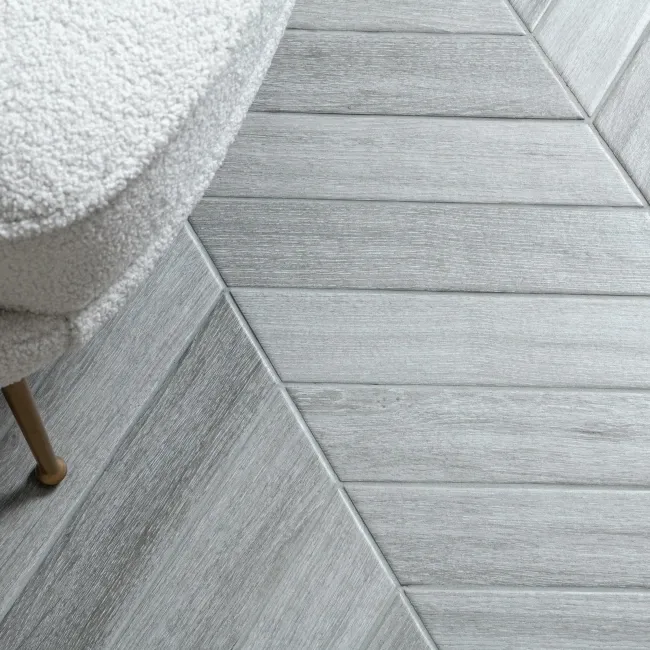 Ancona Chevron Grey Wood Effect Tile
