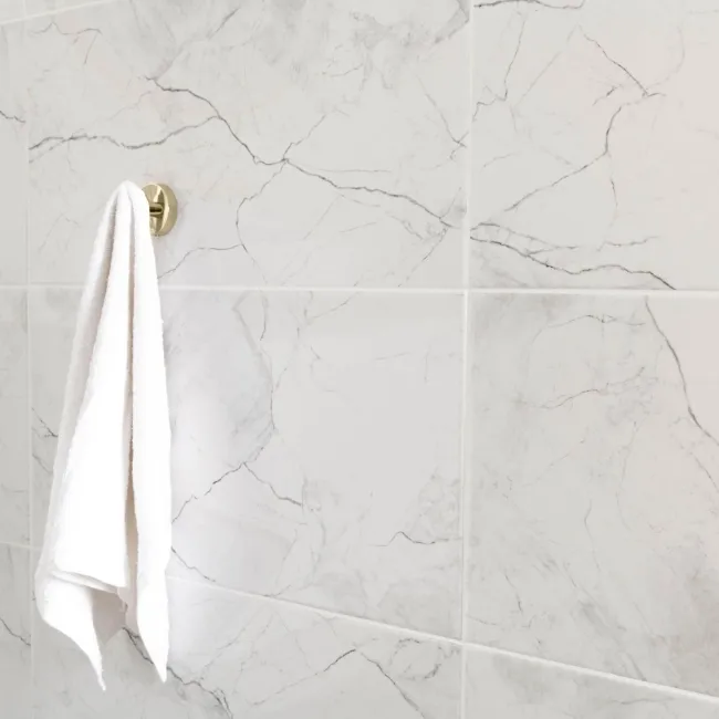 Riva White Gloss Marble Effect Wall Tile 600x300
