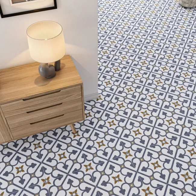 Bello Brighton Matt Blue Patterned Floor Tiles 45x45