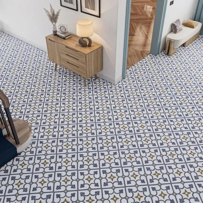 Bello Brighton Matt Blue Patterned Floor Tiles 45x45