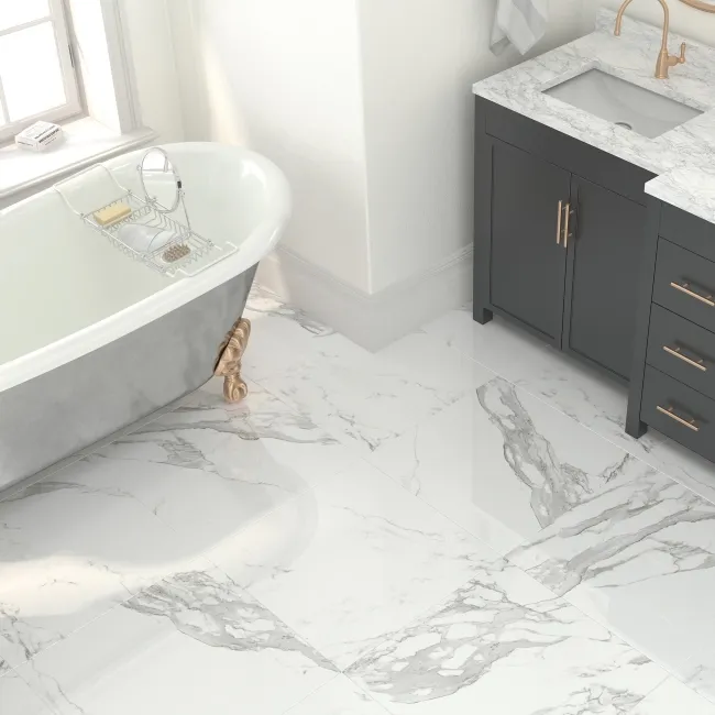 Eternal White Marble Effect Polished Rectified Tile 60x60