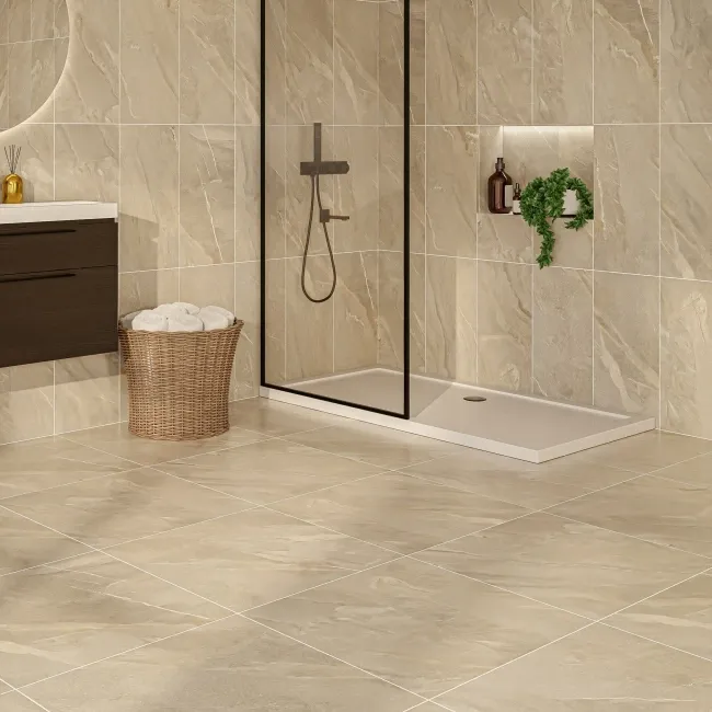 Granby Beige Matt Stone Effect Wall And Floor Tiles 597x597