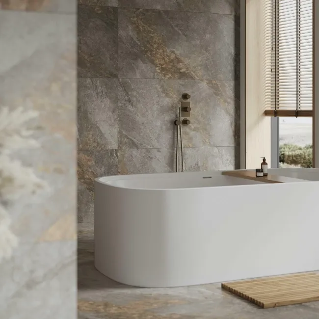 Auric Light Grey Marble Effect Wall and Floor Tiles 1197x597