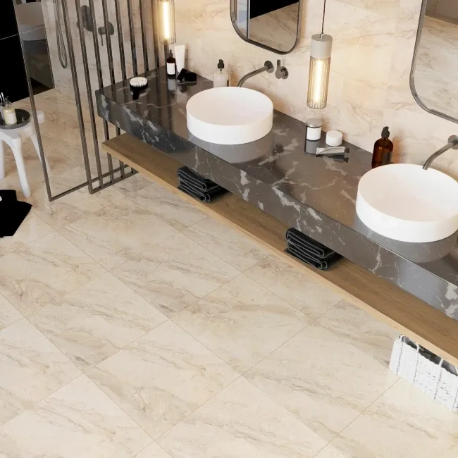 Helena Beige Marble Effect Tile 450x450