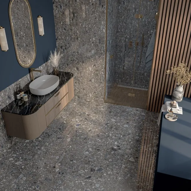 Ceppo Nuovo Grey Terrazzo Effect Wall and Floor Tiles 1197x597