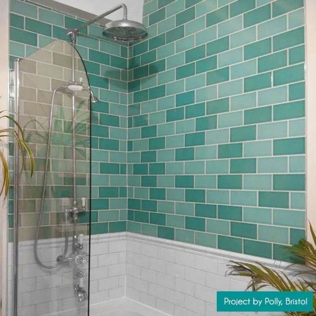 Liso Craquele Verde Mar Green Metro Tiles 75x150