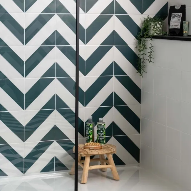 Zebra Green and White Matt Striped Wall and Floor Tiles