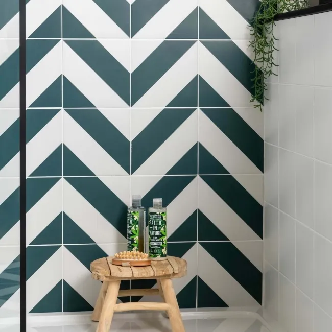 Zebra Green and White Matt Striped Wall and Floor Tiles