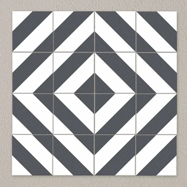 Zebra Black and White Patterned Matt Striped 223x223 Tiles