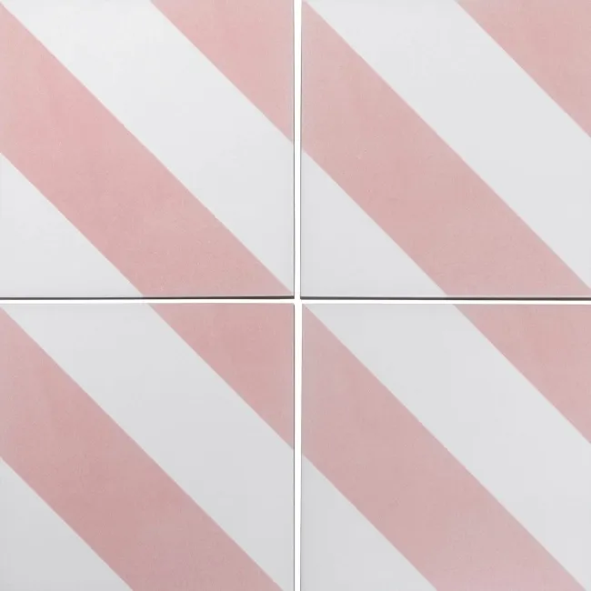 Zebra Pink and White Matt Striped Wall and Floor Tiles