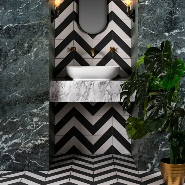 Zebra Black and White Patterned Matt Striped 223x223 Tiles