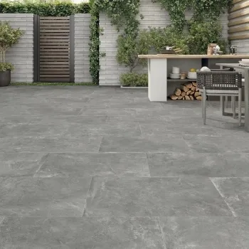 Ashen Grey Stone Effect Porcelain Paving Slabs