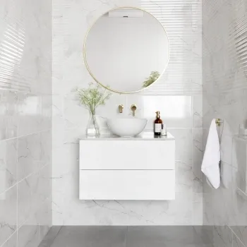 Riva White Gloss Marble Effect Wall Tile 600x300