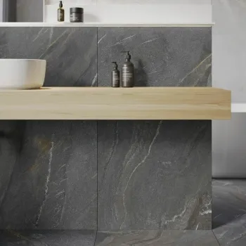 Granby Dark Grey Matt Stone Effect Wall And Floor Tiles 597x597