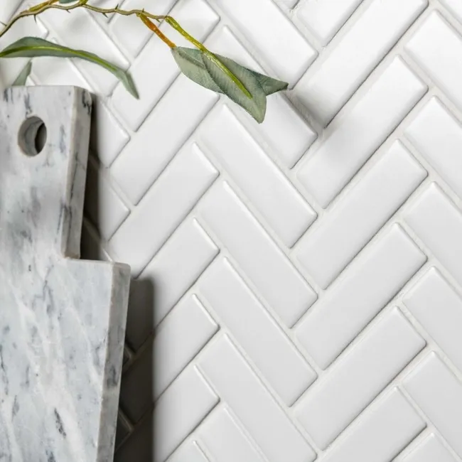 Pixel White Herringbone Matt 22x73