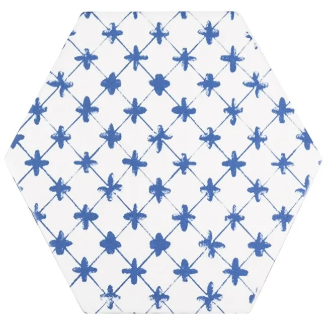 Souk Blue Patchwork Hexagon Tiles 15x15cm