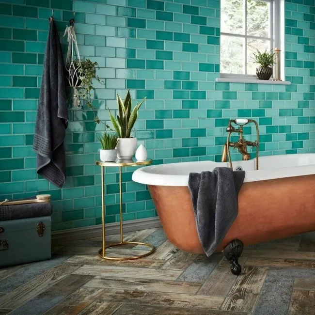 Vintage Blue Wood Effect Wall and Floor Tiles