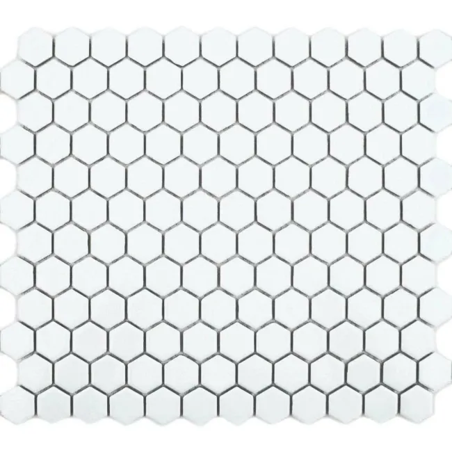 Pixel White Hexagon Matt 23x23
