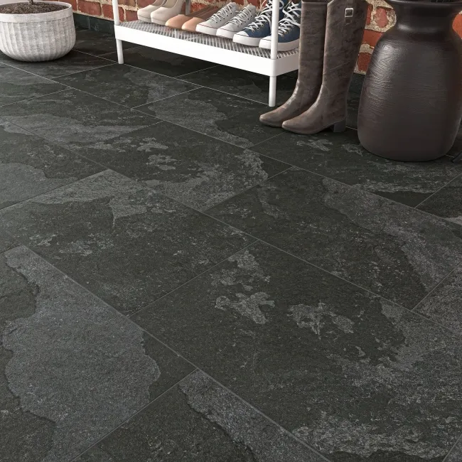 Newstone Shadow Black Matt Slate Effect Wall and Floor Tiles