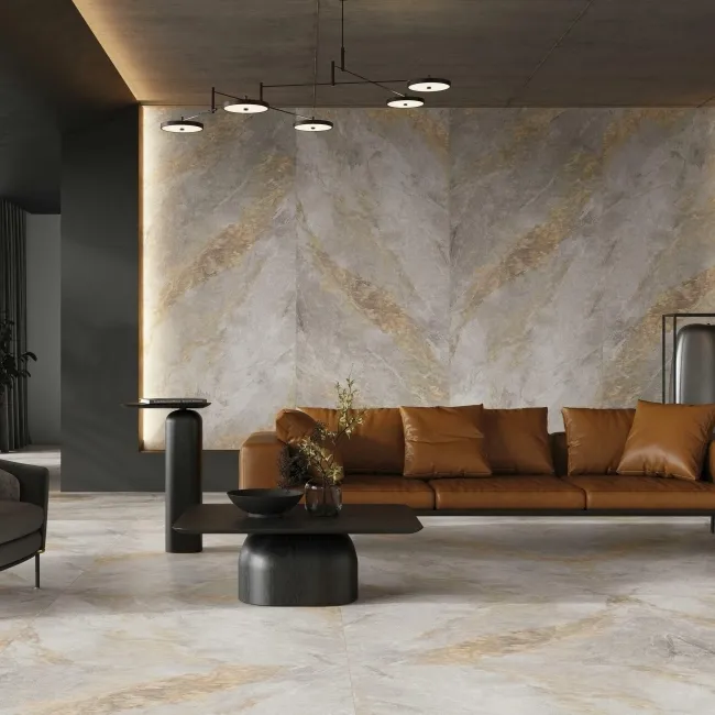 Auric Light Grey Marble Effect Wall and Floor Tiles 1197x597