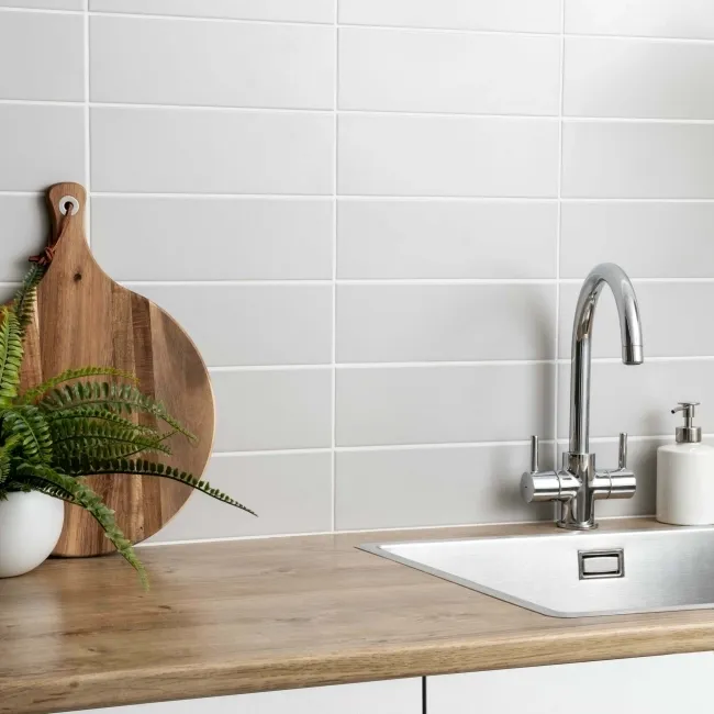 Bricks Light Grey Matt Ceramic Metro Wall Tiles 300x100x7mm