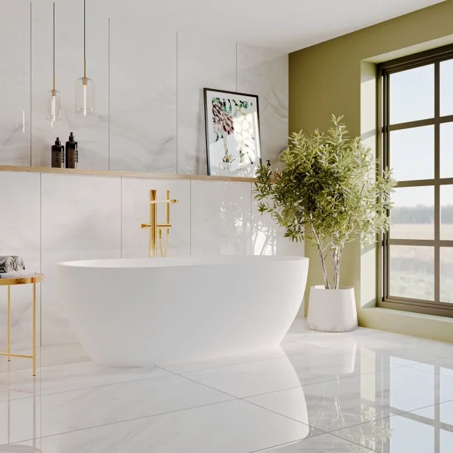 Rodas White Marble Effect Tiles 1200x600