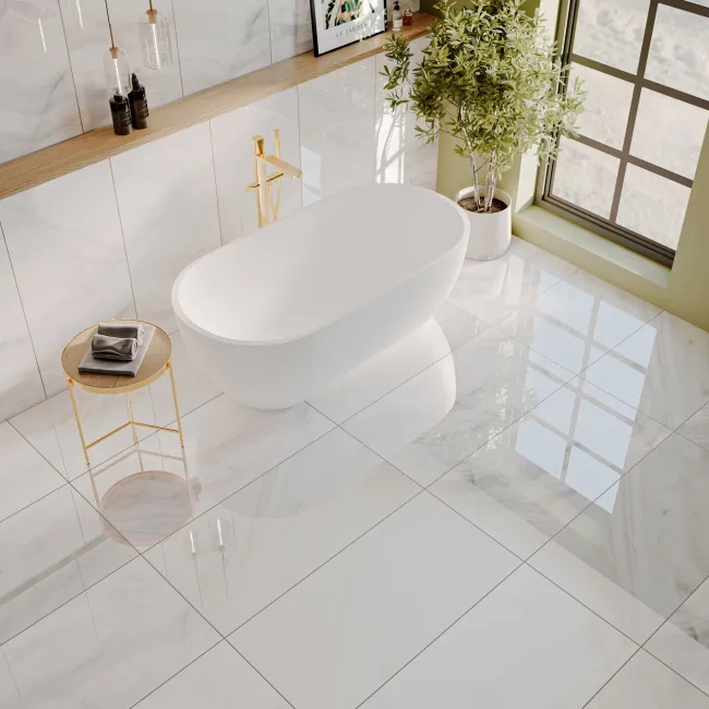 Rodas White Marble Effect Tiles 1200x600