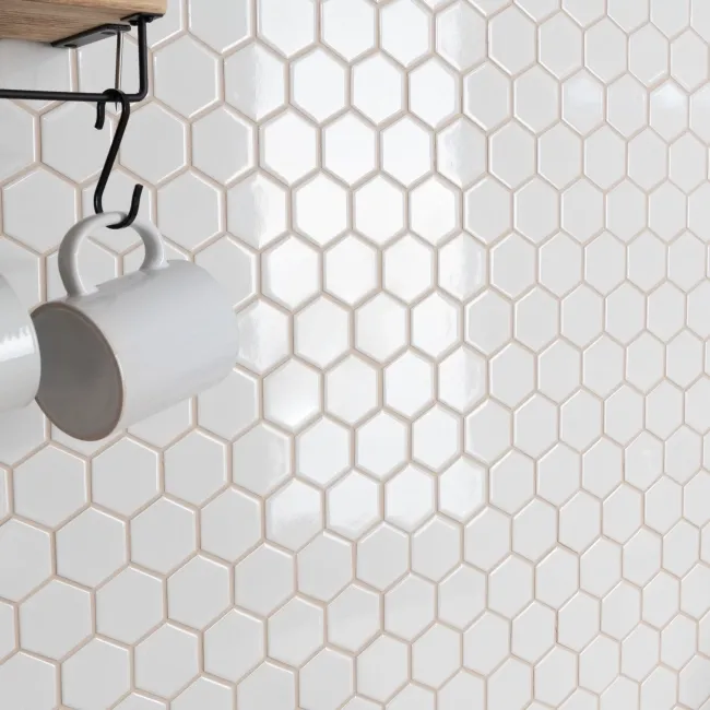 Pixel White Hexagon Gloss 50x50